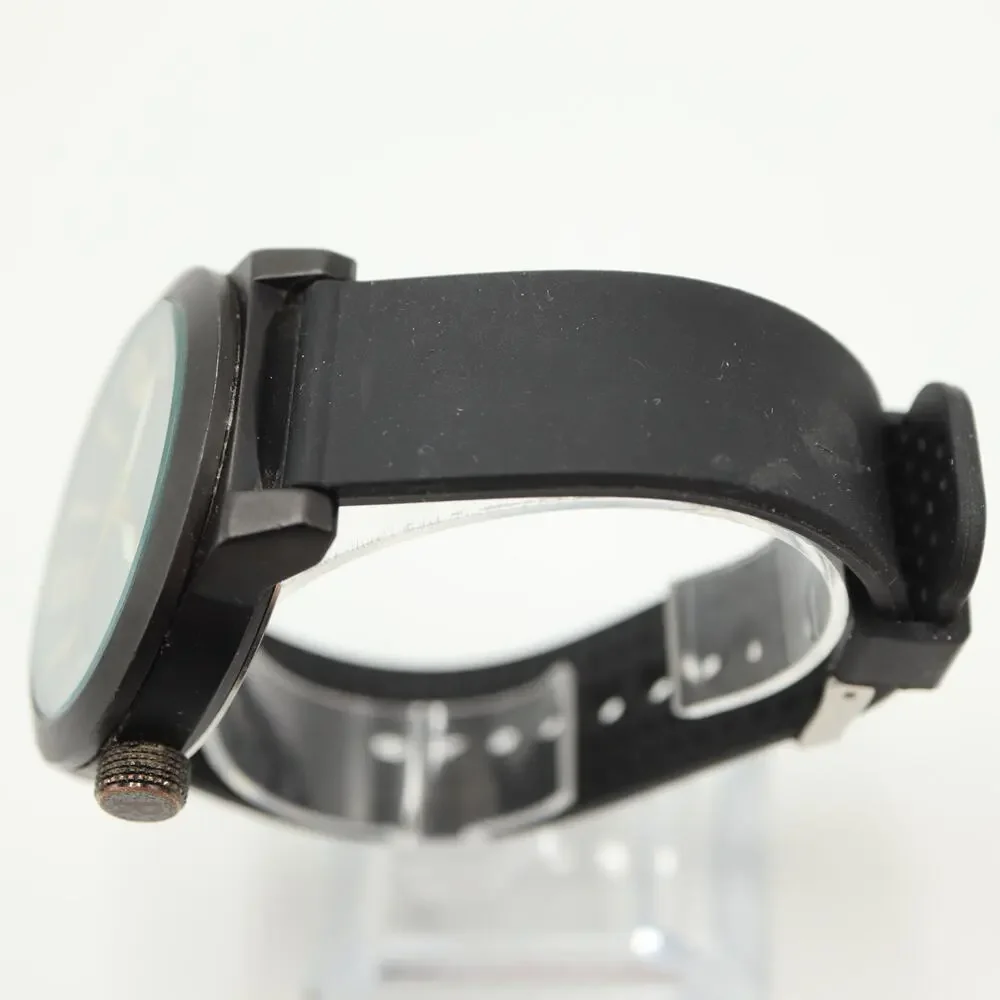 Kenneth Cole Reaction Mens Black Gold Tone Dress Watch 48mm w New Battery